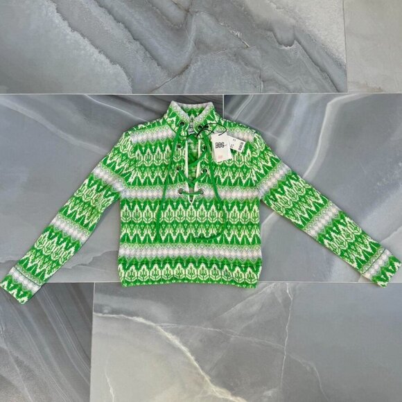 NWT Urban Outfitters Green And White Sweater $89 - Picture 2 of 6